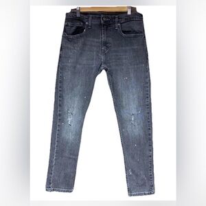 Levi’s 512 Slim Taper Jeans W31 L30 Gray / Black Distressed Paint Splatter Rock